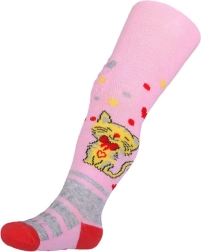 Cotton tights New Baby with anti-slip and kitten, light pink, size 104–110