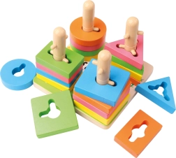 Дървена игра за нанизване с форми 15 см
