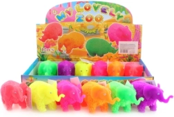 Light-up shaggy rubber elephant, approx. 12 cm