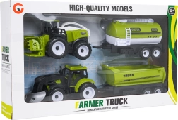 Children’s farm vehicle set with tractor, combine harvester and trailers