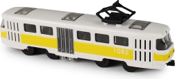 Yellow city tram with opening doors, 16 cm