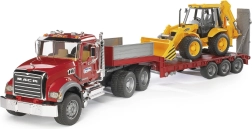 Bruder товарен камион Mack с ремарке и товарач JCB 4CX 1:16
