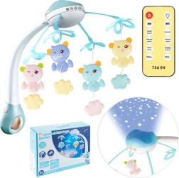 Мобилен въртележка за кошара с проектор и дистанционно управление, 500 мелодии