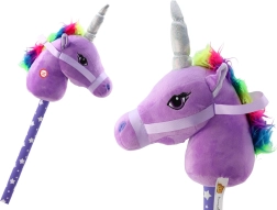 Плюшен hobby horse еднорог на пръчка – лилав със звуци