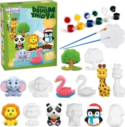 Woopie креативен комплект с бои DIY – гипсови отливки на животни за оцветяване