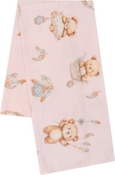 Фланелена детска пелена с принт teddy bear розова NEW BABY