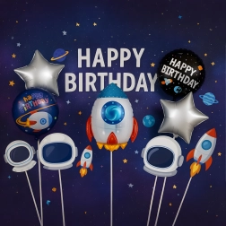 Set of Foil Balloons Space – Rocket and Astronaut, 5 pcs