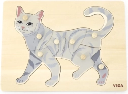 Дървени пъзели с дръжки котка VIGA Монтесори