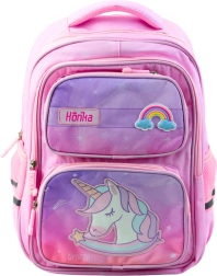 School Backpack with Unicorn and Chest Strap Pink 20L