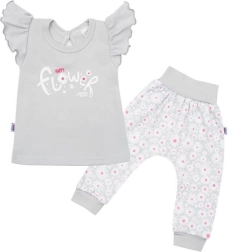 Two-piece cotton baby set New Baby Happy Flower, grey, size 56 (0–3 months)
