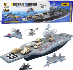 Голям военен самолетоносач с танкове и самолети 70 см