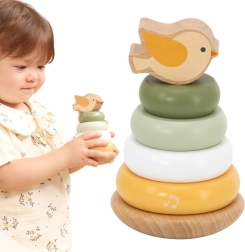 Дървена образователна пирамида с птичка VIGA PolarB