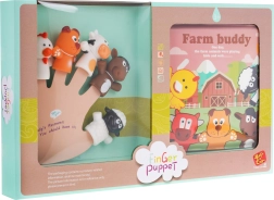 Set of 5 rubber finger puppets with farm book, waterproof, 3+