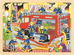 GOKI дървен пъзел пожарникари – борба с огъня, 48 части