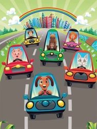 Art Puzzle дървен пъзел Сладки шофьори 100 части