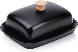 Керамична черна масленка с дървено копче Vilde