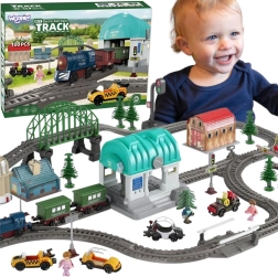 WOOPIE електрическа влакова линия XXL със станция и градче, 108 части