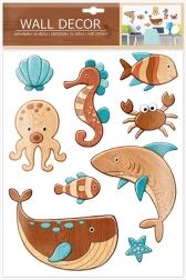 Self-adhesive wall stickers – sea animals (9 pcs)