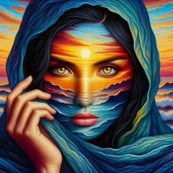 Диамантено рисуване Жена в пустинята 30x40 см