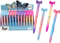 Химикалка с панделка, цветна, синьо мастило 0,7 mm