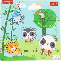Дървен пъзел за поставяне FISHER-PRICE джунгла, 5 части