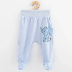 Памучни полугащеризони за бебе New Baby Happy Elephant сини