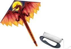 Голям летящ хвърчило тип червен дракон с дълга опашка 170 × 130 см