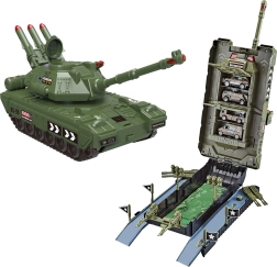 Garage tank with 4 cars, light and sound effects, 44 cm