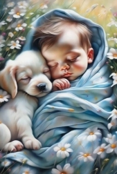 Diamond Mosaic - Child and Puppy