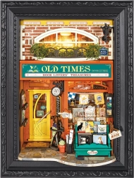 RoboTime 3D Wooden Bookstore Old Times Puzzle in a Frame