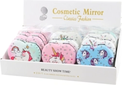 Джобно огледалце във форма на сърце с мотив еднорог