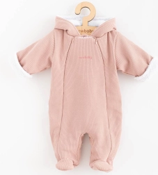 Бебешки зимен гащеризон с качулка New Baby Frosty, розов, р-р 68