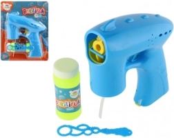 Син пистолет за сапунени балончета с пълнител, 13 см