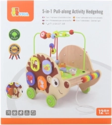 Дървено дърпало таралеж 5в1 с активности VIGA