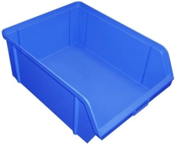Складираща кутия със скосен преден ръб 150 × 100 × 70 mm, пластмаса, синя