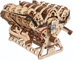 Ugears 3D дървен механичен пъзел – двигател V8