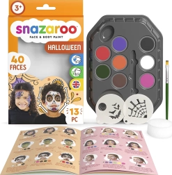 Snazaroo комплект 8 цвята за лице и тяло с шаблони за Хелоуин