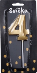 Party Candle Gold Number 4