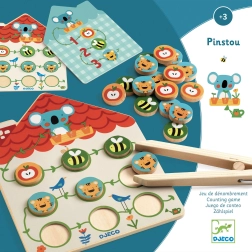 DJECO Pinstou – дървена образователна игра за броене с пинсета