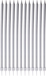 Дълги сребърни свещички за торта 14,5 см, 12 бр.