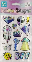 Holographic Alien Stickers with Rainbow Effect