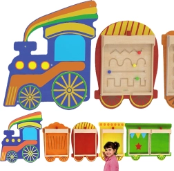 Гъвкава стенна система за 5 образователни табла – влак MASTERKIDZ