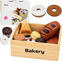 Wooden mini bakery – magnetic bakery set in a wooden crate (10 pieces)