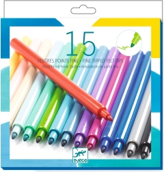 Djeco fine-tip markers, 15 pcs