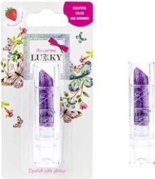 Детско червило Lukky с брокат, вкус ягода, нюанс лилав