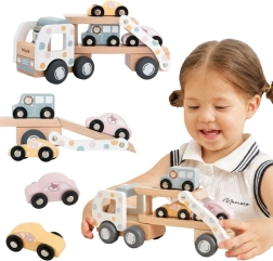 VIGA PolarB Wooden Car Transporter with 3 Cars and Driver