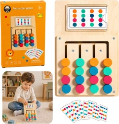 Wooden logic game for kids – colorful button puzzle with cards (12 pcs)