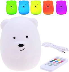 Silicone children's night light bear with remote control and color change