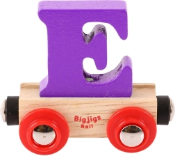 Дървено вагонче Bigjigs Rail с буквата E