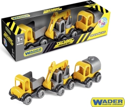 Комплект строителни коли Kid Cars 3 бр пластмаса 10 см WADER